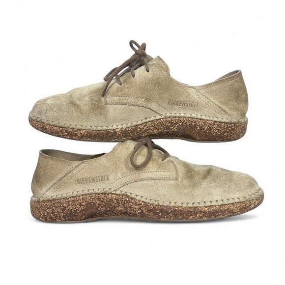 Birkenstock‎ Gary Tan Khaki Suede Shoes Slip On Women 9 Men 7 Comfort Lace Up - Picture 1 of 6